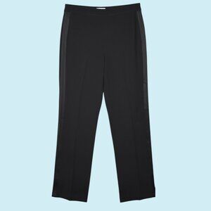 Tory Burch Tuxedo Pants Women's Size 12 Black Side Zip High Rise Straight Leg